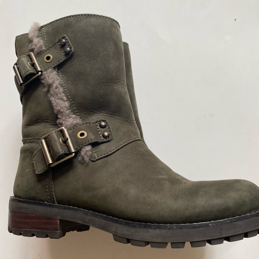 UGG Niels Slate green moto biker Boots lined 6